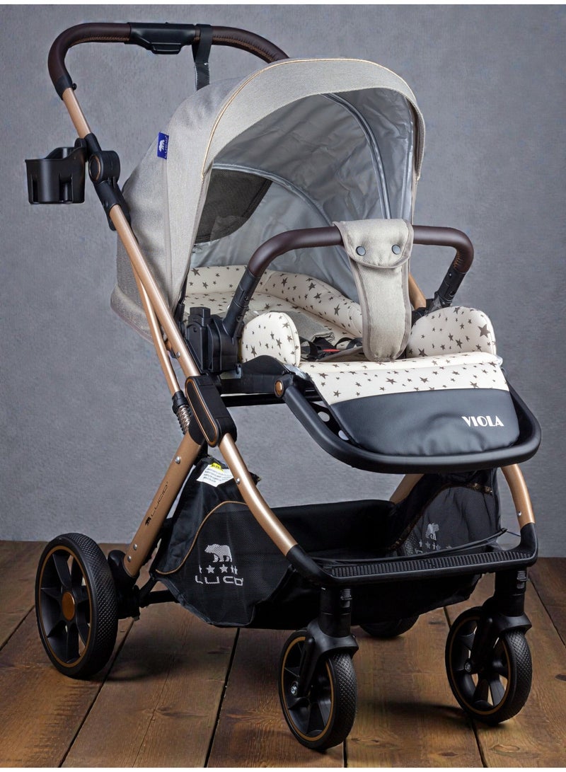 LUCID Luxury Baby Carrycot Stroller with High Density Lining from Lucid - Grey Model - VIOLA - Image 2